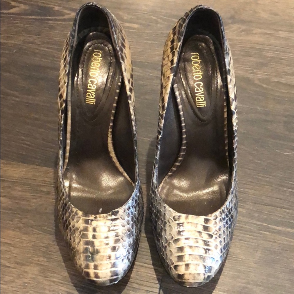 Water snake skin heels
